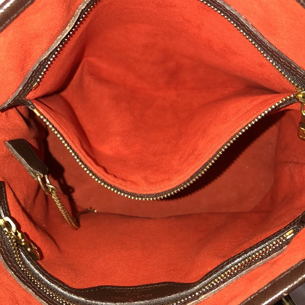 LOUIS VUITTON Damier Ebene Marais Bucket Bag w Interior Zip Pocket LV DUSTY